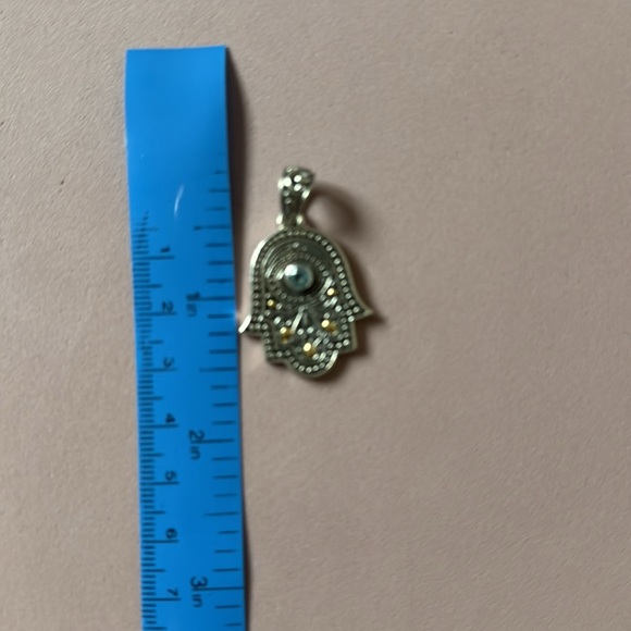 Samuel B. Balinese Blue Topaz Hamsa Hand Pendant - Picture 6 of 9